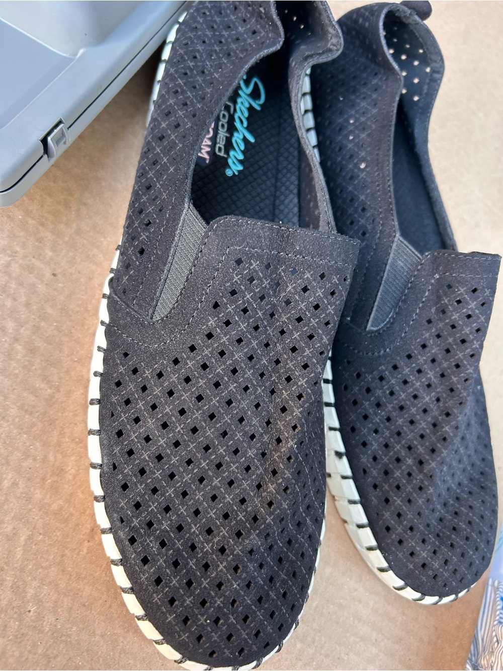 Skechers Black Perforated Slip-On Casual Shoes